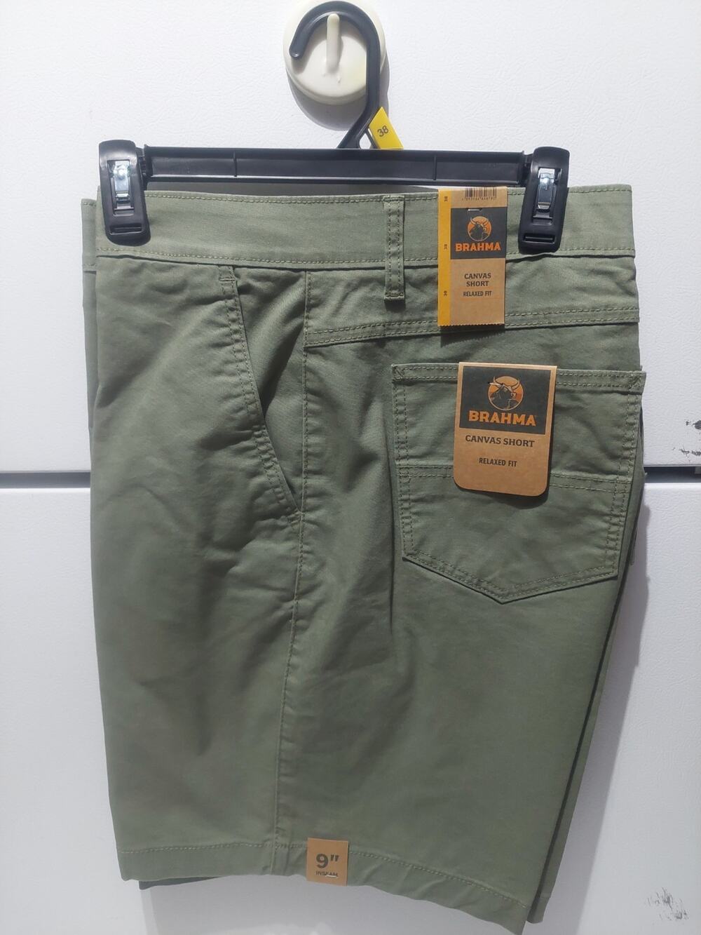 Men's Green Brahma Canvas Shorts, Size 38, 9" Inseam